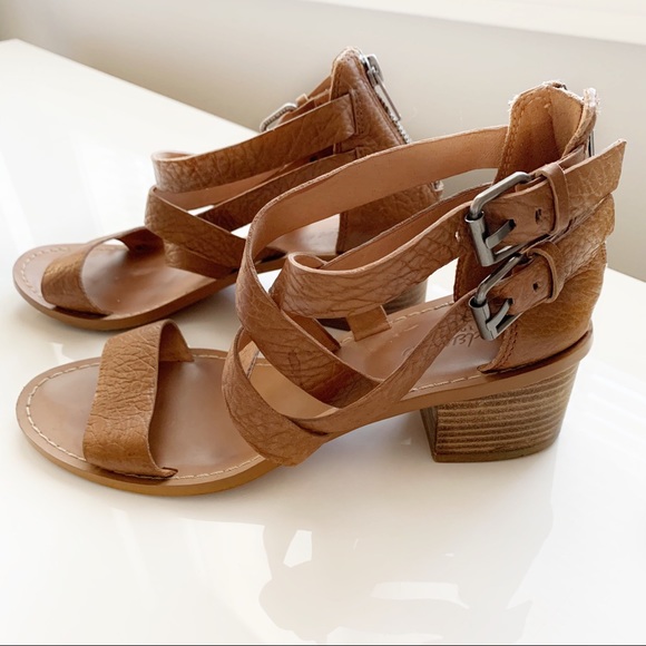 Madewell Shoes - Madewell Cross Strap Tan Wedge Sandal